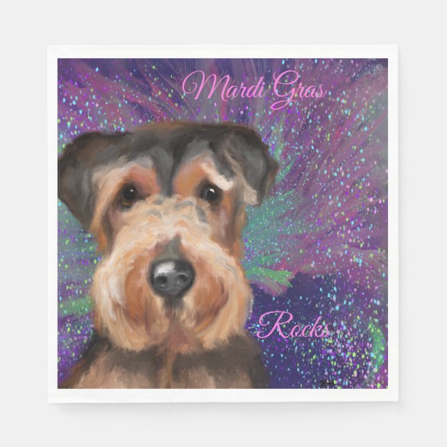 AIREDALE MARDI GRAS NAPKINS (Front)