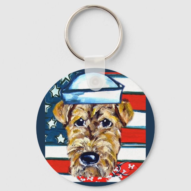 Airedale Navy Keychain (Front)