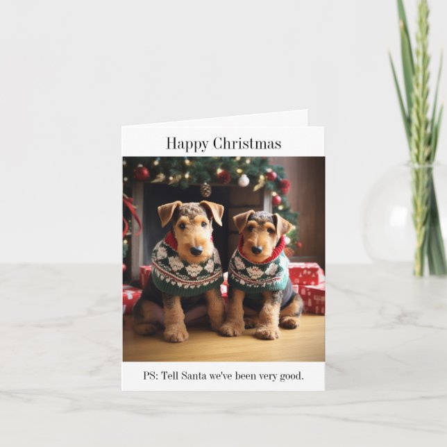 Airedale Puppies Christmas Card (Front)
