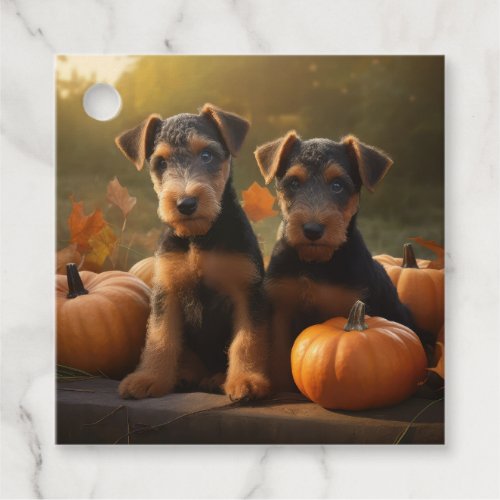 Airedale Puppy Autumn Delight Pumpkin Favor Tags