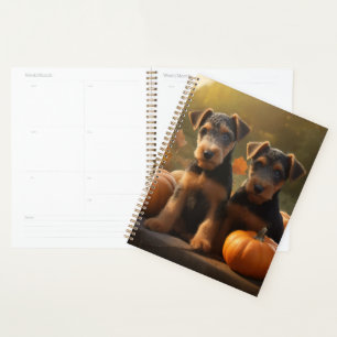 Airedale Puppy Autumn Delight Pumpkin Planner