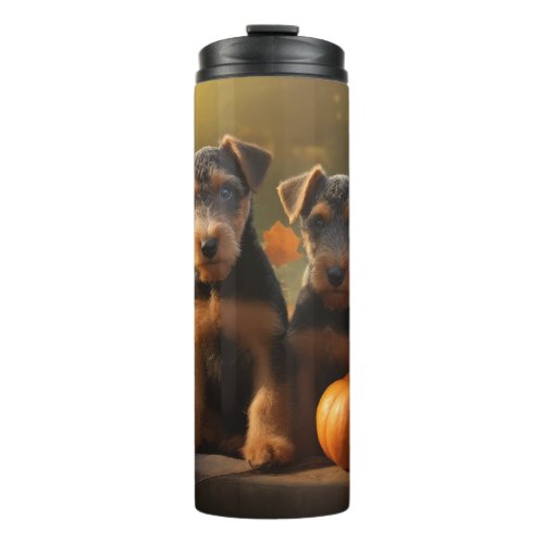 Airedale Puppy Autumn Delight Pumpkin Thermal Tumbler