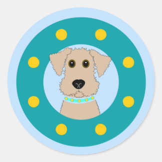 Airedale Puppy Classic Round Sticker