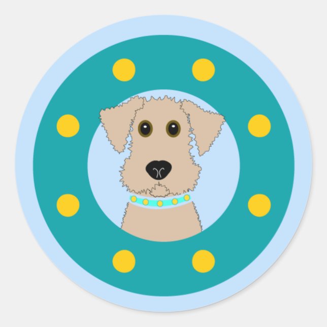 Airedale Puppy Classic Round Sticker (Front)