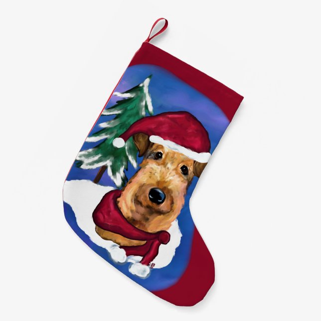 Airedale  small christmas stocking (Front (Hanging))