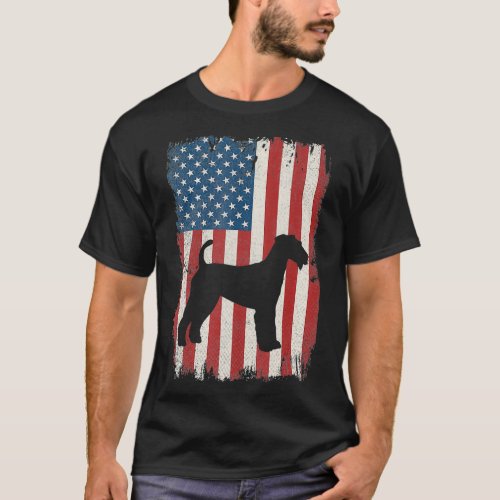 Airedale Terrier American Flag A Dog Lovers Puppy  T_Shirt