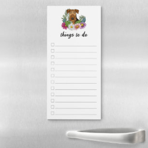 Airedale Terrier And Colorful Flowers To-Do List Magnetic Notepad