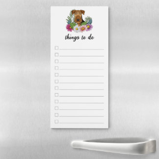 Airedale Terrier And Colorful Flowers To-Do List Magnetic Notepad