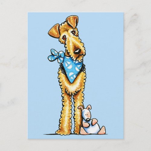 Airedale Terrier and Puppy Postcard