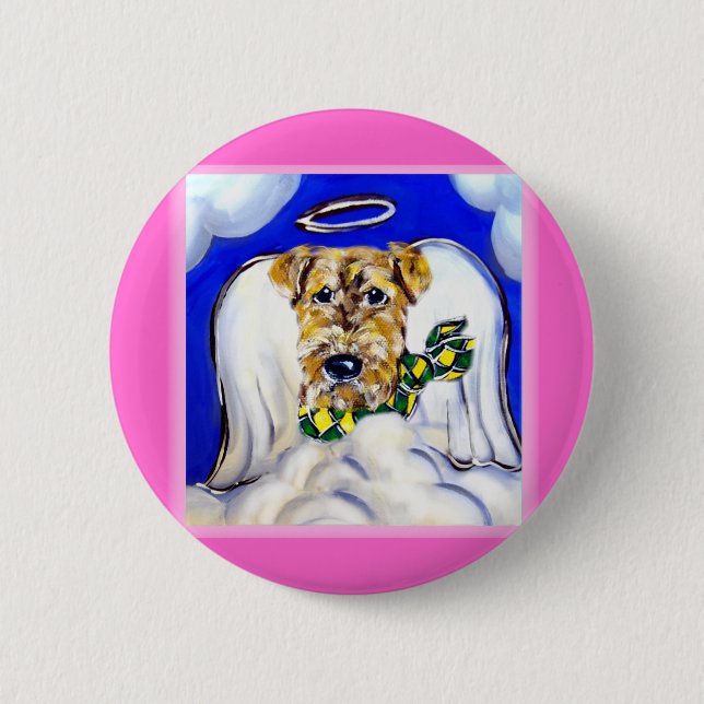 Airedale Terrier Angel Button (Front)