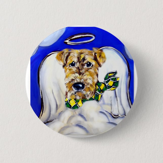 Airedale Terrier Angel Button (Front)