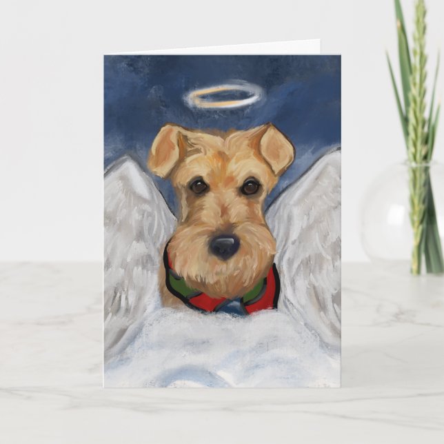 Airedale Terrier Angel Holiday Card (Front)