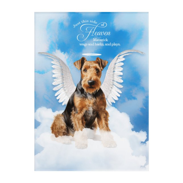 Airedale Terrier Angel Personalized Pet Memorial Acrylic Print (Front)