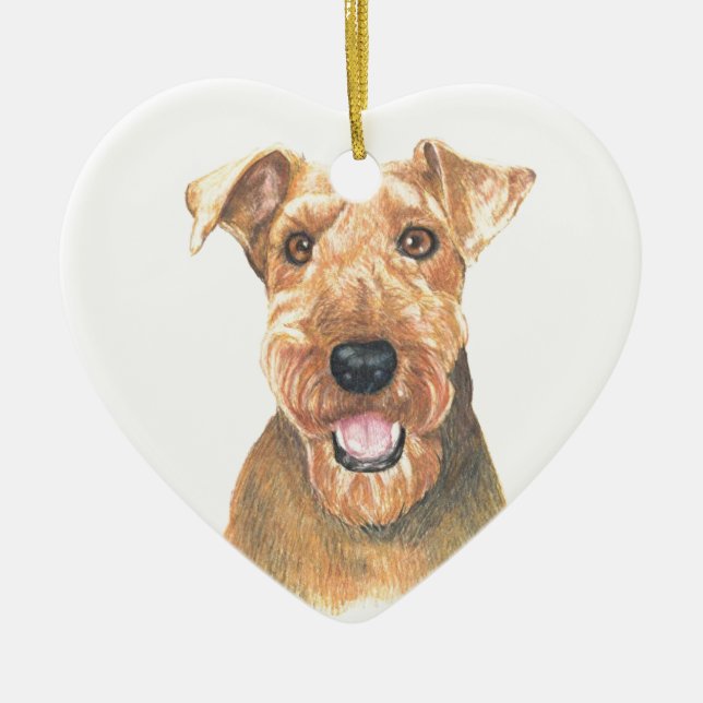 Airedale Terrier Art Ceramic Ornament (Front)