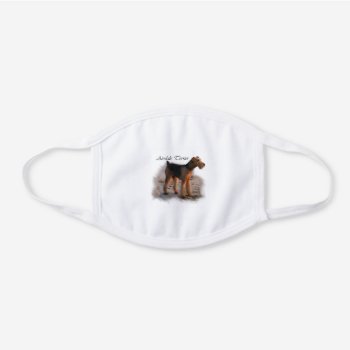 Airedale Terrier Art White Cotton Face Mask by DogsByDezign at Zazzle