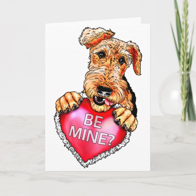 Airedale Terrier Be Mine Holiday Card (Front)