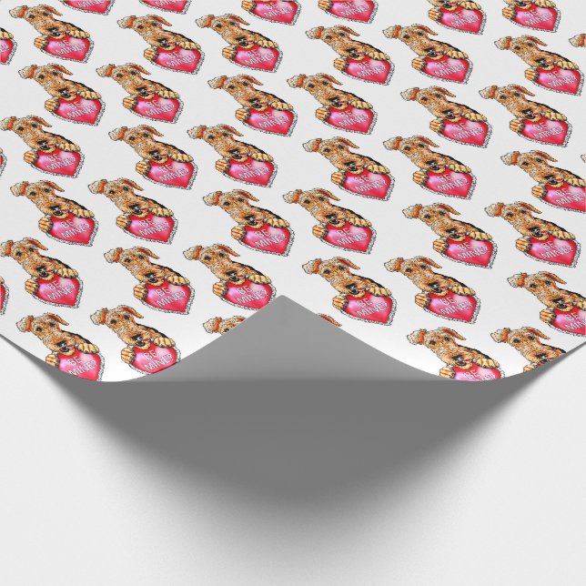 Airedale Terrier Be Mine Wrapping Paper (Corner)