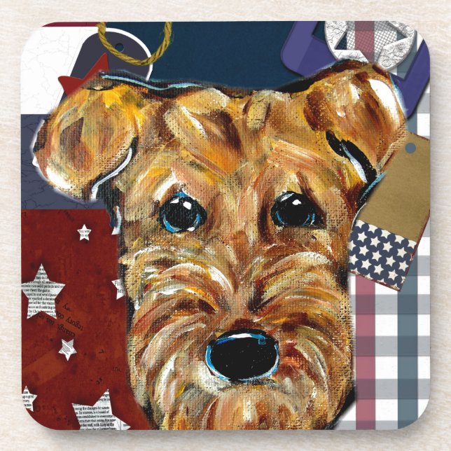 AIREDALE TERRIER BEVERAGE COASTER (Front)