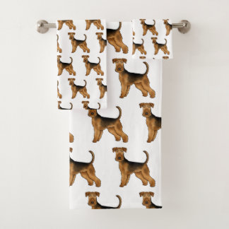 Airedale Terrier Bingley Terrier Cute Dog Pattern Bath Towel Set