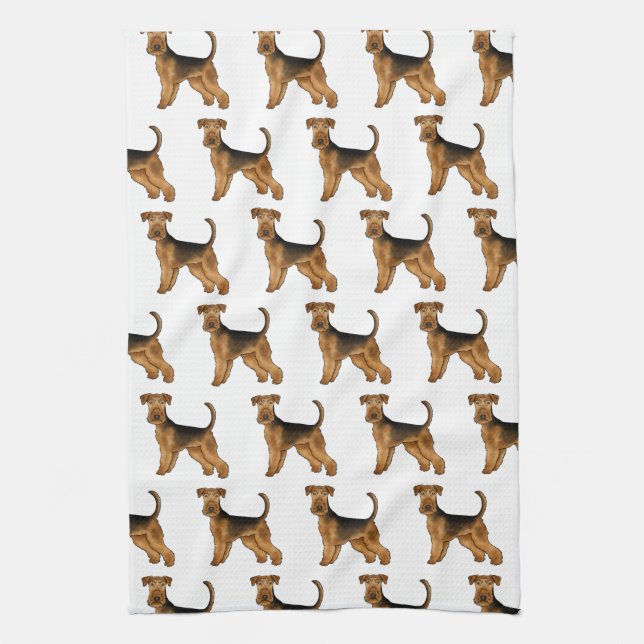 Airedale Terrier Bingley Terrier Cute Dog Pattern Kitchen Towel (Vertical)