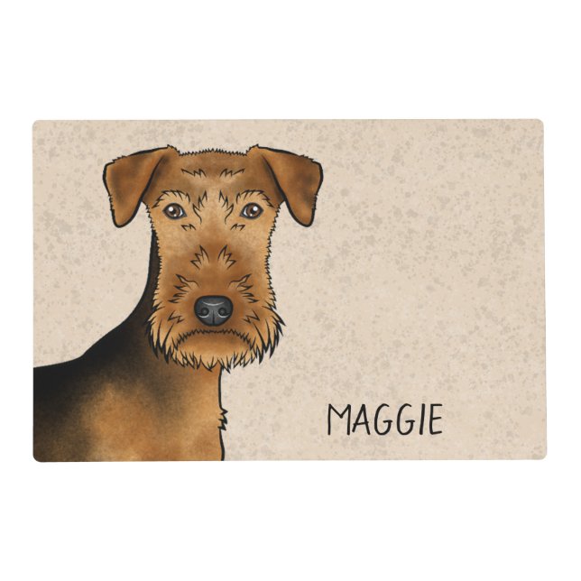 Airedale Terrier Bingley Terrier Dog Head And Name Placemat (Front)