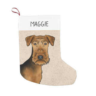 Airedale Terrier Bingley Terrier Dog Head And Name Small Christmas Stocking