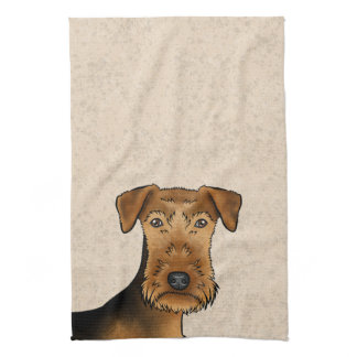 Airedale Terrier Bingley Terrier Dog Head Beige Kitchen Towel