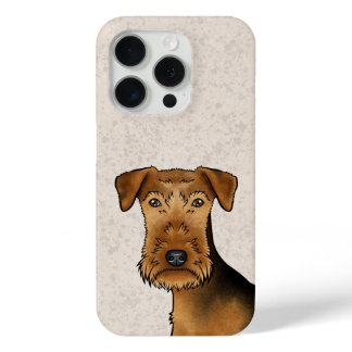 Airedale Terrier Bingley Terrier Dog Head On Beige iPhone 15 Pro Case