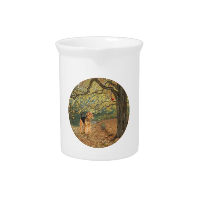 Airedale Terrier Birdwatching Drink Pitcher (Front)