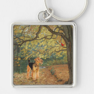 Airedale Terrier Birdwatching Keychain