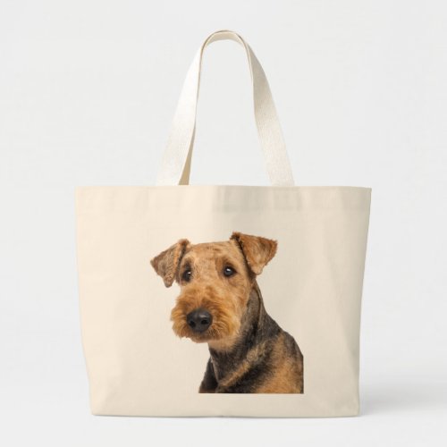 Airedale Terrier Brown  Black Puppy Dog Love Large Tote Bag