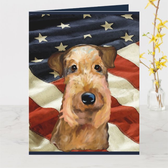  AIREDALE TERRIER     CARD (Yellow Flower)