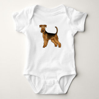 Airedale Terrier Cartoon Bingley Terrier Cute Dog Baby Bodysuit