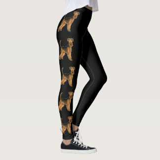 Airedale Terrier Cartoon Dog Bingley Terrier Black Leggings