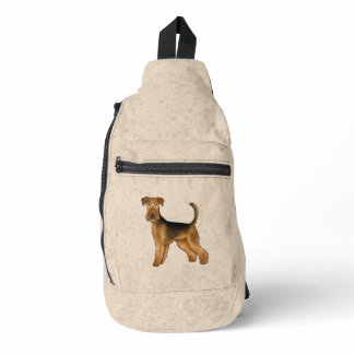 Airedale Terrier Cartoon Dog Bingley Terrier Dog Sling Bag