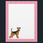 Airedale Terrier Cartoon Dog Heart Pattern Pink Letterhead<br><div class="desc">Destei's original cartoon illustration of a cute Airedale Terrier breed dog. The middle background color is white ideal for writing notes while the border color is pink with a pattern of pink heart shapes in different sizes.</div>
