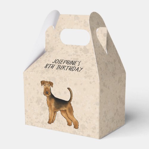 Airedale Terrier Cartoon Dog On Beige With Text Favor Boxes