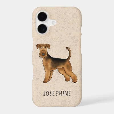 Airedale Terrier Cartoon Dog With Custom Name iPhone 17 Case