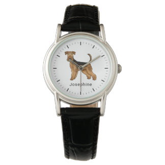 Airedale Terrier Cartoon Dog With Custom Name Watch