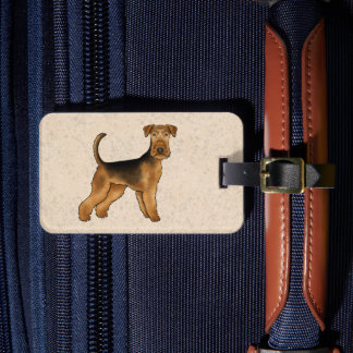 Airedale Terrier Cartoon Dog With Custom Text Luggage Tag