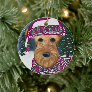 AIREDALE TERRIER CERAMIC ORNAMENT