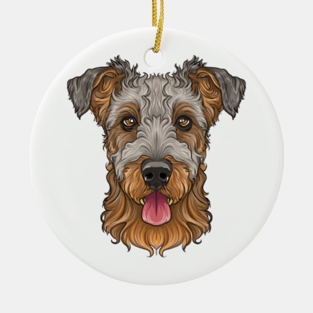 airedale terrier ceramic ornament (Front)