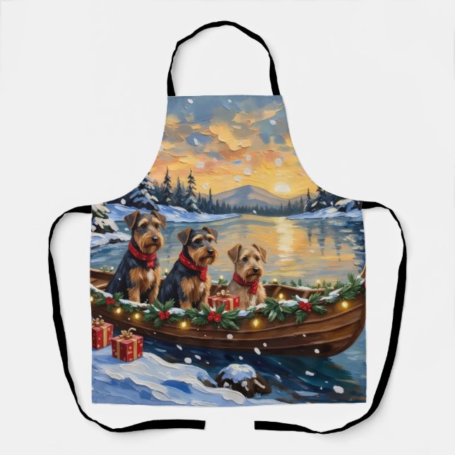 Airedale Terrier Christmas Boat Holiday Apron (Front)