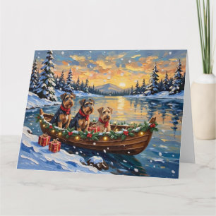 Airedale Terrier Christmas Boat Holiday Card