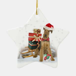 Airedale Terrier Christmas Ceramic Ornament