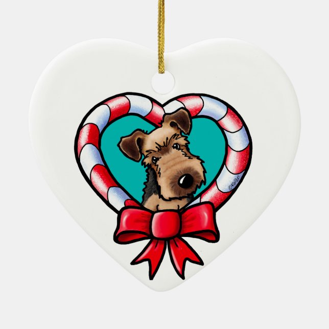 Airedale Terrier Christmas Ceramic Ornament (Back)