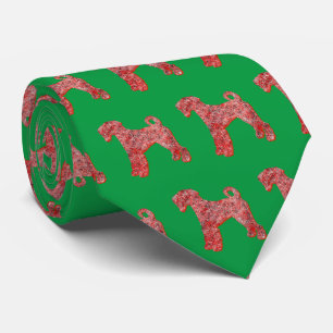 Airedale Terrier Christmas Dog Silhouette Green Neck Tie