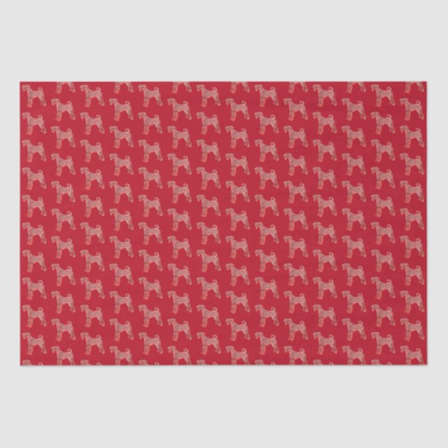 Airedale Terrier Christmas Dog Silhouette Red Tissue Paper (Front)