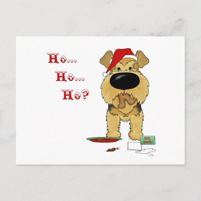 Airedale Terrier Christmas Holiday Postcard (Front)