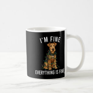 Airedale Terrier Christmas I'm Fine Everything Is  Coffee Mug